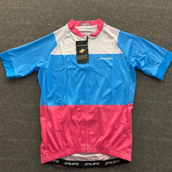 JPOJPO Tops - JPOJPO Cycling‎ Jersey Womens Medium Blue Pink Colorblock Quick Dry Short Sleeve